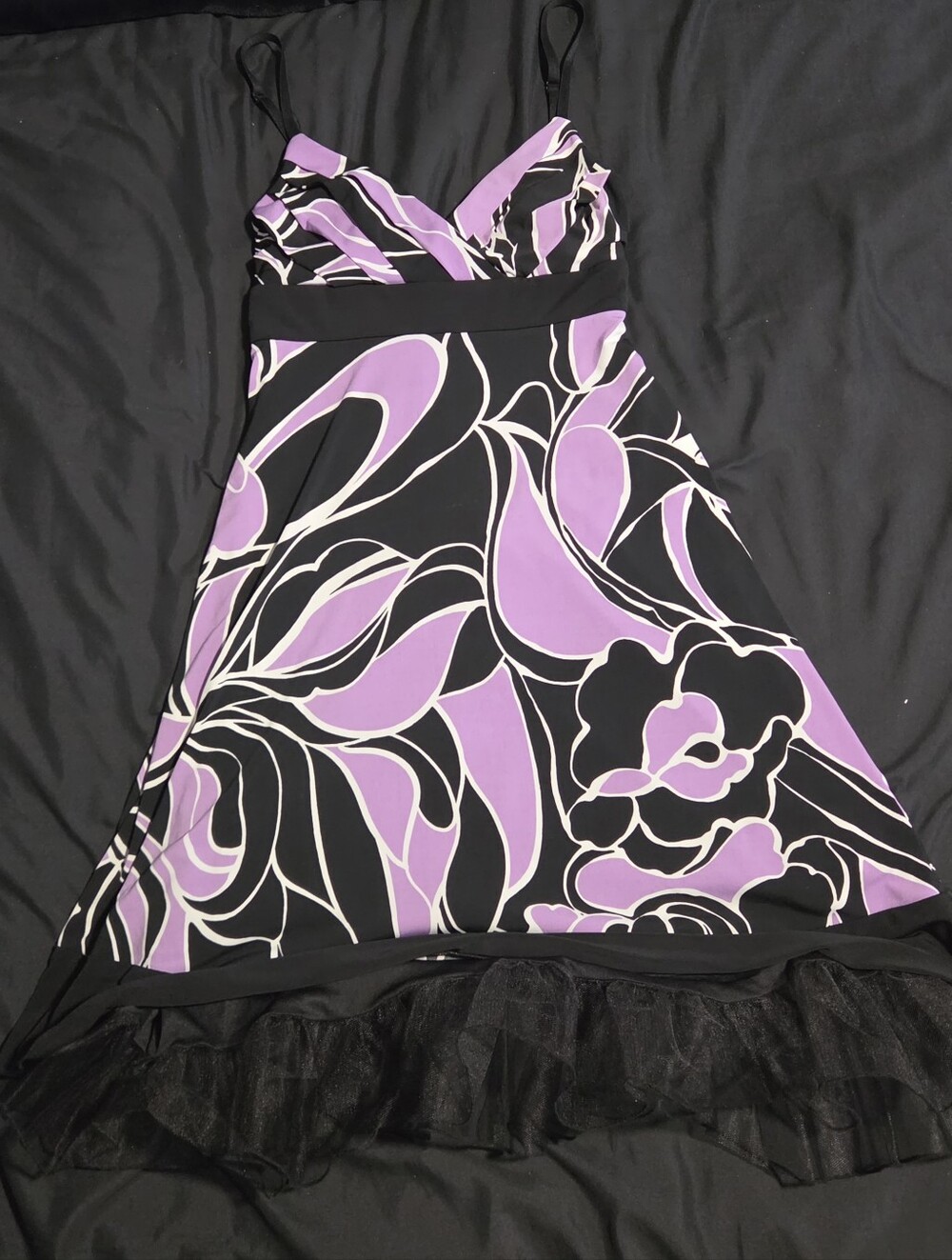 Trixxi Purple and Black Floral Midi Dress